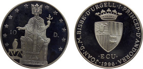 Andorra Principality Joan Martí i Alanis 10 Diners 1996 (Mintage 30000) Holy Roman Emperor Frederick II Silver PF 33.7g KM# 119