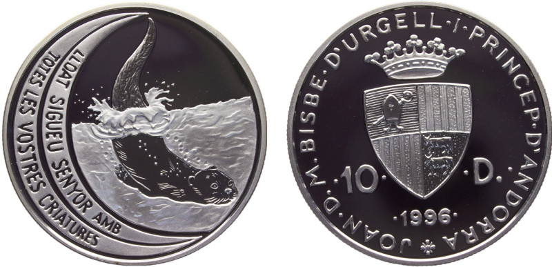 Andorra Principality Joan Martí i Alanis 10 Diners 1996 Hamburg mint(Mintage 150...