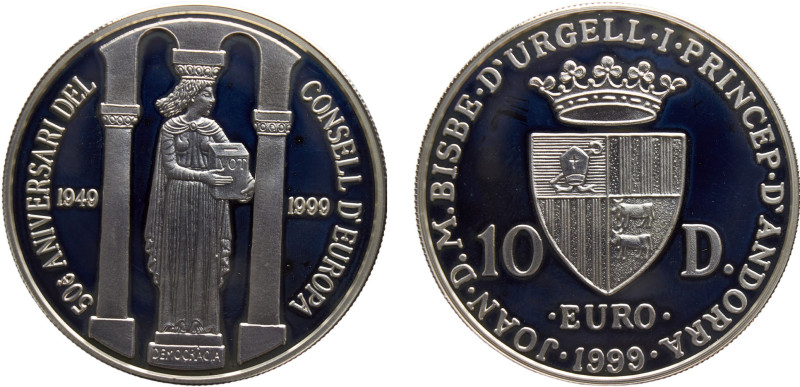 Andorra Principality Joan Martí i Alanis 10 Diners 1999 Balerna mint(Mintage 150...