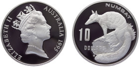 Australia Commonwealth Elizabeth II 10 Dollars 1995 Canberra mint(Mintage 24000) Conservation, Australia's Endangered Species, Numbat Silver PF 20g KM...