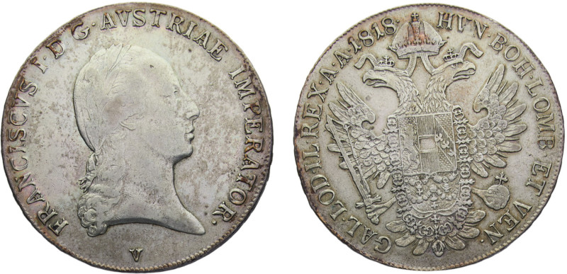 Austria Empire Franz I 1 Thaler 1818 V Venice mint Silver XF 28g KM# 2162
