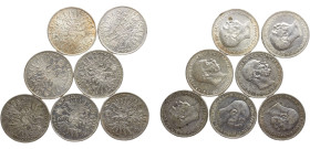 Austria Austro-Hungarian Empire Franz Joseph I 2 Corona 1912 & 1913 Vienna mint 7 Lots Silver AU KM# 2821