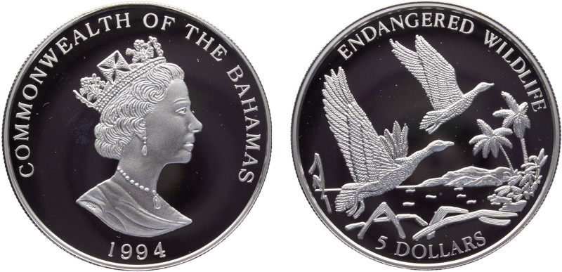 Bahamas Commonwealth Elizabeth II 25 Dollars 1994 (Mintage 15000) Conservation, ...
