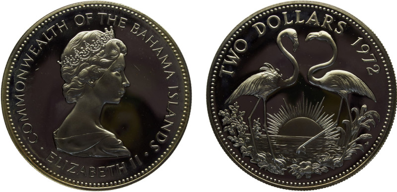 Bahamas Commonwealth Elizabeth II 2 Dollars 1972 FM The Franklin mint(Mintage 59...