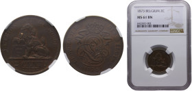 Belgium Kingdom Leopold II 1 Centime 1873 Brussels mint French text, Top Pop Copper NGC MS61 BN KM# 33