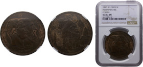 Belgium Kingdom Leopold II 5 Francs 1880 50 Years of Leopold II Kingdom Copper NGC MS62 BN Mor# 13