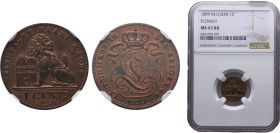 Belgium Kingdom Leopold II 1 Centime 1899 Brussels mint Dutch text Copper NGC MS63 RB KM# 34