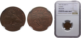 Belgium Kingdom Leopold II 1 Centime 1901 Brussels mint Dutch text, Top Pop Copper NGC MS62 BN KM# 34