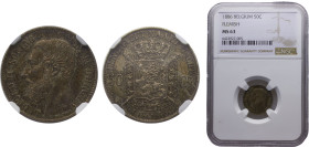 Belgium Kingdom Leopold II 50 Centimes 1886 Brussels mint Dutch text Silver NGC MS63 KM# 27