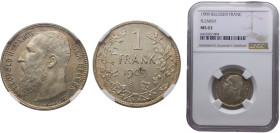 Belgium Kingdom Leopold II 1 Franc 1909 Brussels mint Dutch text, Top Pop Silver NGC MS63 KM# 57