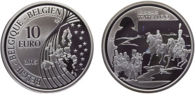 Belgium Kingdom Philippe 10 Euro 2015 (Mintage 10000) Bicentenary of battle of Waterloo Silver PF 18.8g KM# 348
