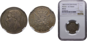 Belgium Kingdom Leopold II 1 Franc 1886/66 Brussels mint French text, Top Pop Silver NGC MS63 KM# 28