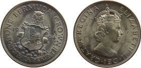 Bermuda British colony Elizabeth II 1 Crown 1964 Royal mint 1st portrait Silver UNC 22.7g KM# 14