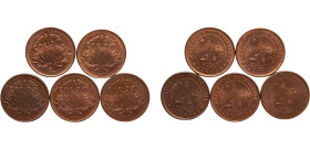 Bolivia Republic 50 Centavos 1942 Philadelphia mint 5 Lots Copper BU KM# 182a