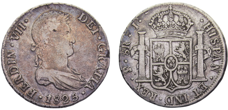 Bolivia Spanish colony Fernando VII 8 Reales 1825 PTS J Potosi mint Silver VF 26...