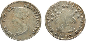 Bolivia Republic 4 Soles 1857 PTS FJ Potosi mint Silver XF 13.7g KM#123.2