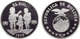 Bolivia Republic 200 Pesos Bolivianos 1979 CHI Balerna mint(Mintage 15000) International Year of the Child Silver PF 23g KM# 198