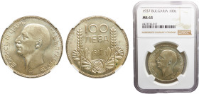 Bulgaria Kingdom Boris III 100 Leva 1937 Kremnica mint Silver NGC MS63 KM# 45