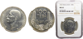 Bulgaria Kingdom Boris III 100 Leva 1937 Kremnica mint Silver NGC MS62 KM# 45