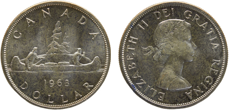 Canada Commonwealth Elizabeth II 1 Dollar 1963 Ottawa mint 1st portrait Silver B...