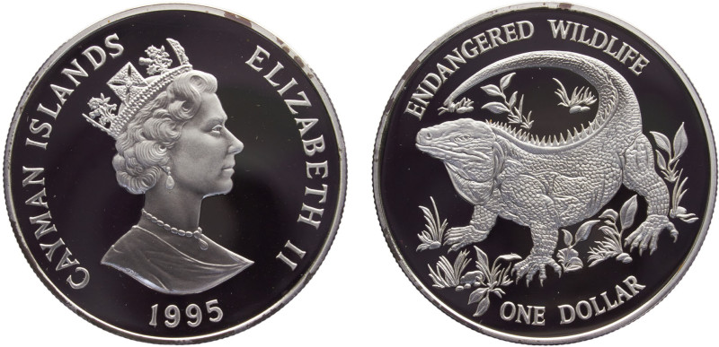 Cayman Islands British colony Elizabeth II 1 Dollar 1995 (Mintage 10000) Conserv...