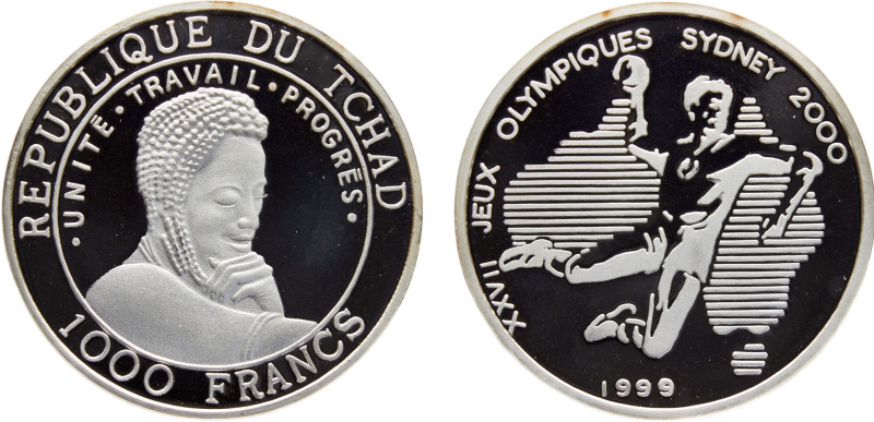 Chad Republic 1000 Francs Stonehenge 1999 (Mintage 7500) Sydney 2000 Silver PF 1...