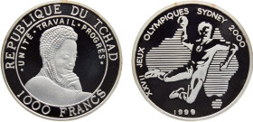 Chad Republic 1000 Francs Stonehenge 1999 (Mintage 7500) Sydney 2000 Silver PF 15g Schön# 27