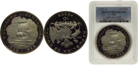 Chile Republic 10 Pesos 1968 So Santiago mint Arrival of Liberation Fleet in 1820 under command of Lord Cochrane Silver PCGS PR67 KM# 183