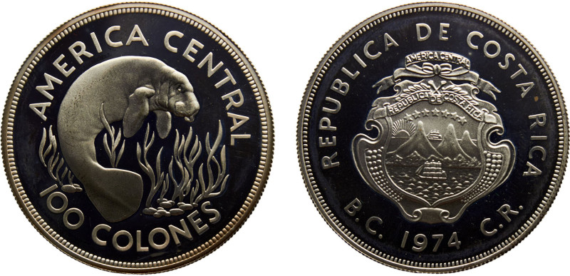 Costa Rica Second Costa Rican Republic 100 Colones 1974 Royal mint(Mintage 11000...