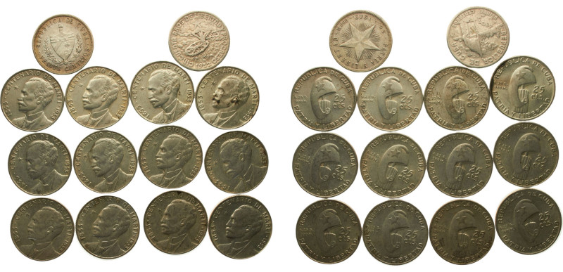 Cuba 14 Lots, Sold as Seen, No returns Silver AU