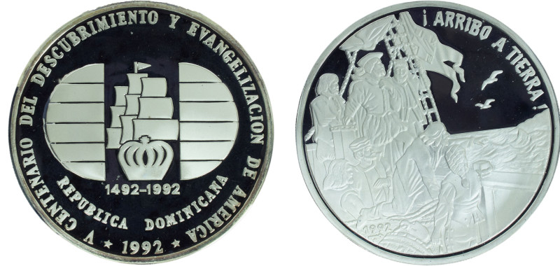 Dominican Fourth Republic Medal 1992 5 Centenary of American Discovery Silver PF...