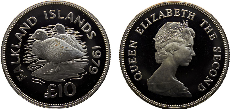 Falkland Islands British colony Elizabeth II 10 Pounds 1979 (Mintage 3247) Conse...