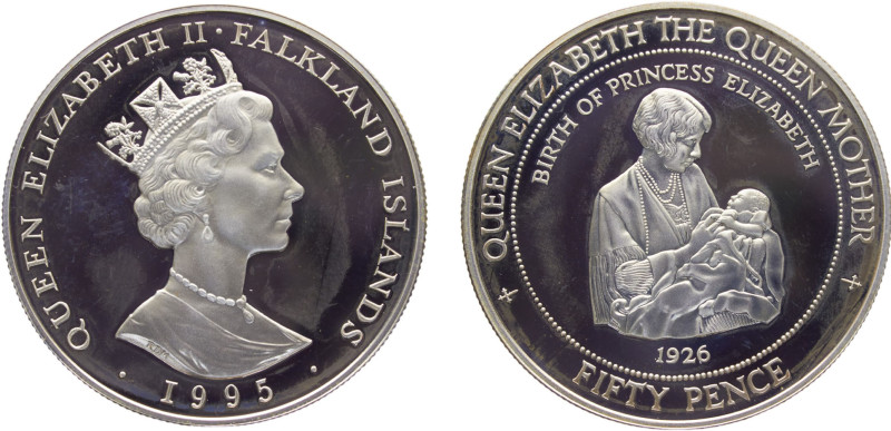 Falkland Islands British colony Elizabeth II 50 Pence 1995 Birth of Princess Eli...