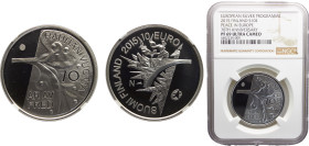 Finland Republic 10 Euro 2015 Vantaa mint(Mintage 10000) 70th Annivesary of Peace after World War II Silver NGC PF69 KM# 226