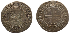 France Kingdom Charles VI BL Blanc ND (1385-1417) Billon XF 2.9g Dy# 377