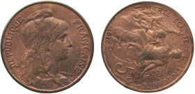 France Third Republic 5 Centimes 1916 Paris mint Mint Error Rotated about 90 Degrees Bronze UNC 5g KM# 842