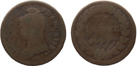 France First Republic 1 Décime 1795-1800 Mint Error Struck Over 2 Decime coin Copper F 17.8g