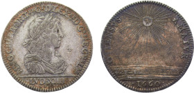 France Kingdom Louis XIV Jeton 1660 Ile De France, Towns And Gentry Charron Silver XF 5.9g Feu# 7558