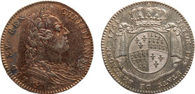 France Kingdom Louis XV Jeton 1764 Nantes mint(Mintage 13300) Etats de Bretagne Silver AU 6.3g Feu# 8773