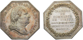 France Kingdom Louis XVIII Jeton 1809 Chambre de commerce de Dieppe décret du 7 Février Silver UNC 13.6g