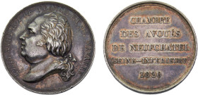 France Kingdom Louis XVIII Jeton 1820 Chambre des avoués de Neufchatel Silver AU 9.4g