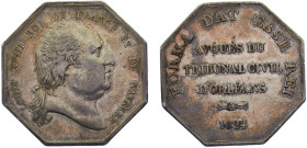 France Kingdom Louis XVIII Jeton 1824 Orléanais, Avoués du tribunal civil d'orléans Silver XF 12.5g