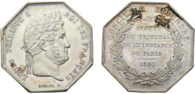 France Kingdom Louis Philippe I Jeton 1830 "DROIT ET JURIDIQUE AVOUES AU TRIBUNAL DE Iere INSTANCE DE PARIS" Silver UNC 16g