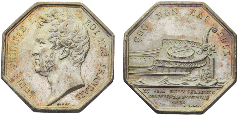 France Kingdom Louis Philippe I Jeton 1834 Chambre de commerce de Bordeaux Silve...