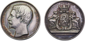 France Second Republic Louis Bonaparte Jeton 1850 Assurances, La Société de secours mutuels pour les ouvriers en soie Silver XF 10g Feu# 1018