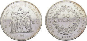 France Fifth Republic 50 Francs 1979 Paris mint "Hercules" Silver UNC 30g KM# 941
