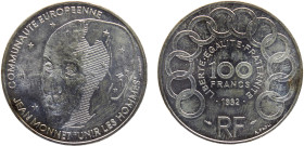 France Fifth Republic 100 Francs 1992 Paris mint Jean Monnet Silver BU 15g KM# 1120