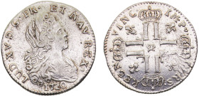 France Kingdom Louis XV Petit Louis d'argent 1720 & Aix mint Silver VF 8.2g Dy# 1664