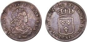 France Kingdom Louis XV 1/3 Ecu 1720 A Paris mint Silver VF 8g Dy# 1665a