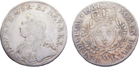 France Kingdom Louis XV 1 Ecu 1731 W Lille mint(Mintage 82189) Silver VF 29.1g KM#486.22